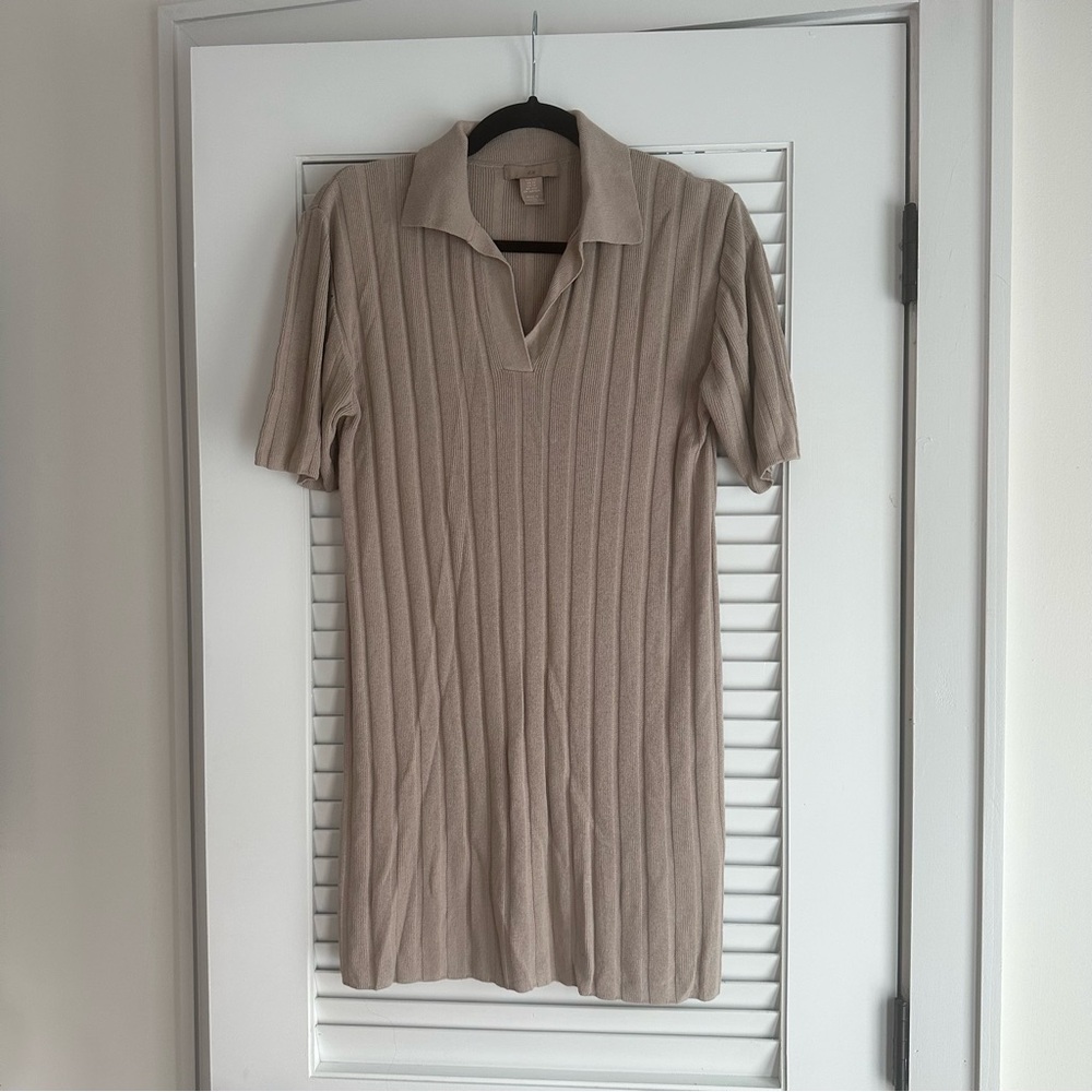 H&M Ribbed Tan Polo Dress